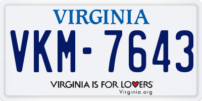 VA license plate VKM7643