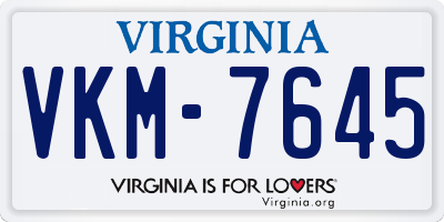 VA license plate VKM7645