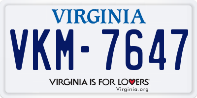 VA license plate VKM7647