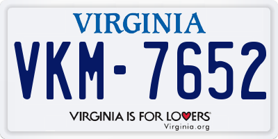 VA license plate VKM7652