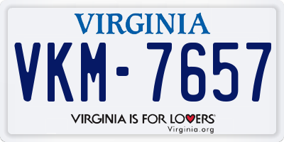 VA license plate VKM7657