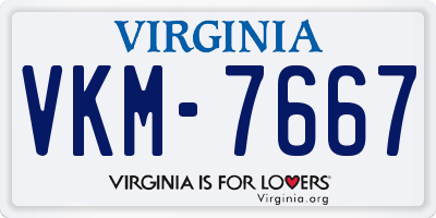 VA license plate VKM7667