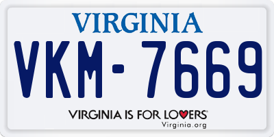 VA license plate VKM7669