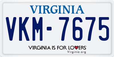 VA license plate VKM7675