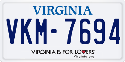 VA license plate VKM7694