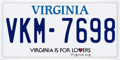 VA license plate VKM7698