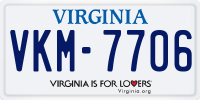 VA license plate VKM7706