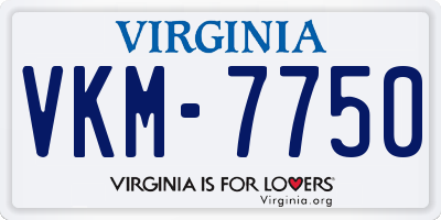 VA license plate VKM7750