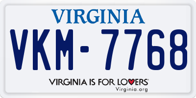 VA license plate VKM7768