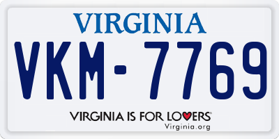 VA license plate VKM7769