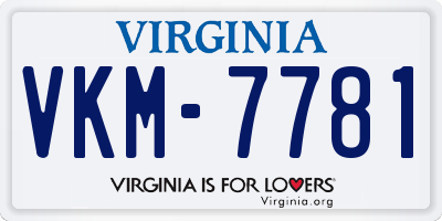 VA license plate VKM7781