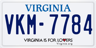 VA license plate VKM7784