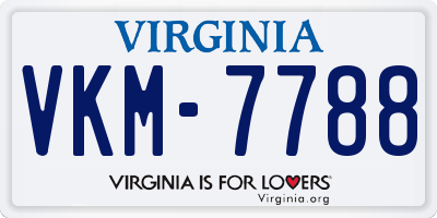 VA license plate VKM7788