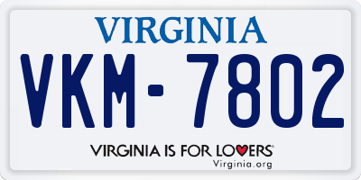VA license plate VKM7802
