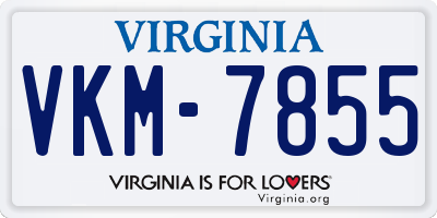 VA license plate VKM7855