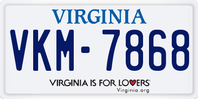 VA license plate VKM7868