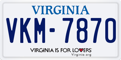 VA license plate VKM7870