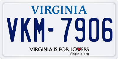 VA license plate VKM7906
