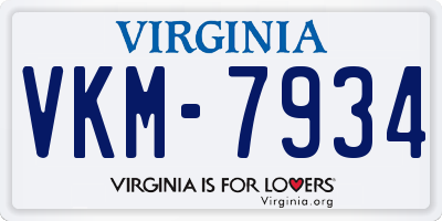 VA license plate VKM7934