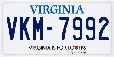 VA license plate VKM7992
