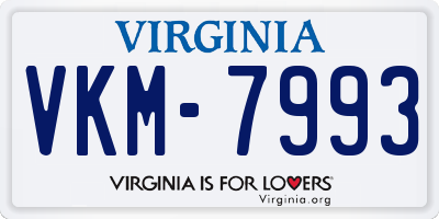 VA license plate VKM7993