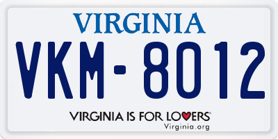 VA license plate VKM8012