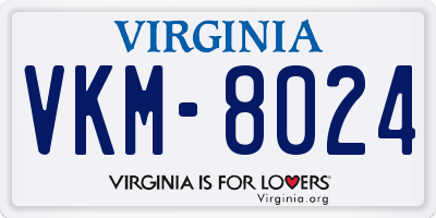 VA license plate VKM8024