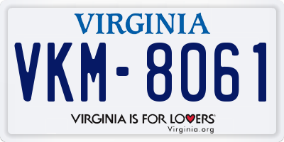 VA license plate VKM8061