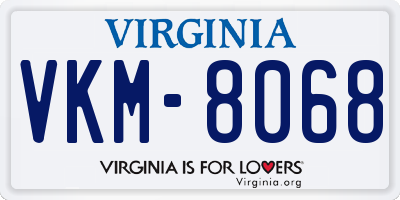 VA license plate VKM8068