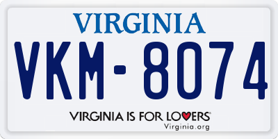 VA license plate VKM8074