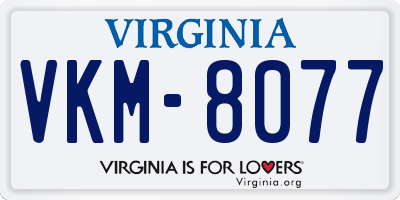 VA license plate VKM8077