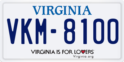 VA license plate VKM8100