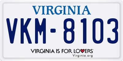 VA license plate VKM8103