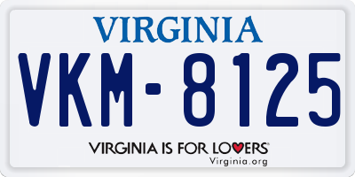 VA license plate VKM8125
