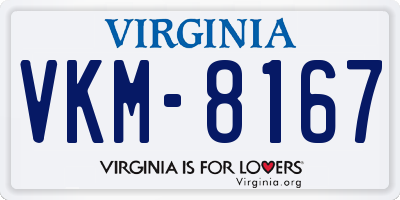VA license plate VKM8167