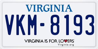 VA license plate VKM8193