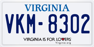 VA license plate VKM8302