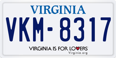 VA license plate VKM8317