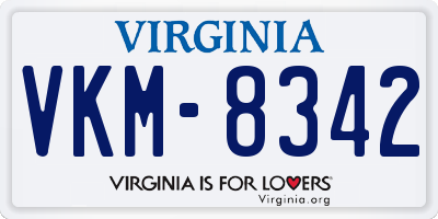 VA license plate VKM8342