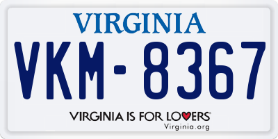 VA license plate VKM8367