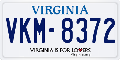 VA license plate VKM8372