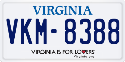 VA license plate VKM8388