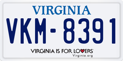 VA license plate VKM8391