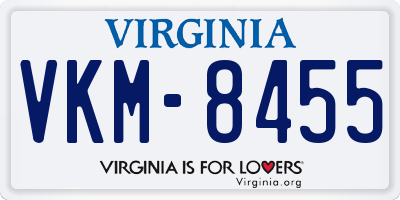 VA license plate VKM8455