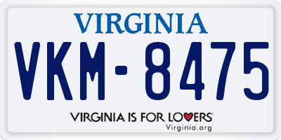 VA license plate VKM8475