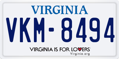 VA license plate VKM8494