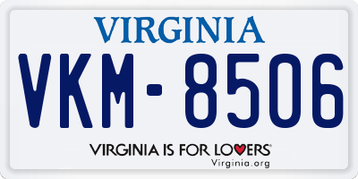VA license plate VKM8506