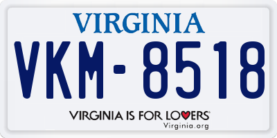 VA license plate VKM8518