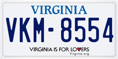VA license plate VKM8554