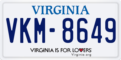 VA license plate VKM8649